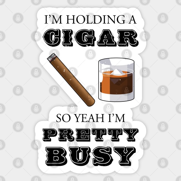 Funny Cigar Smoking Whiskey Bourbon Drinking Dad Scotch Havana Cap Sticker by Shirtsurf